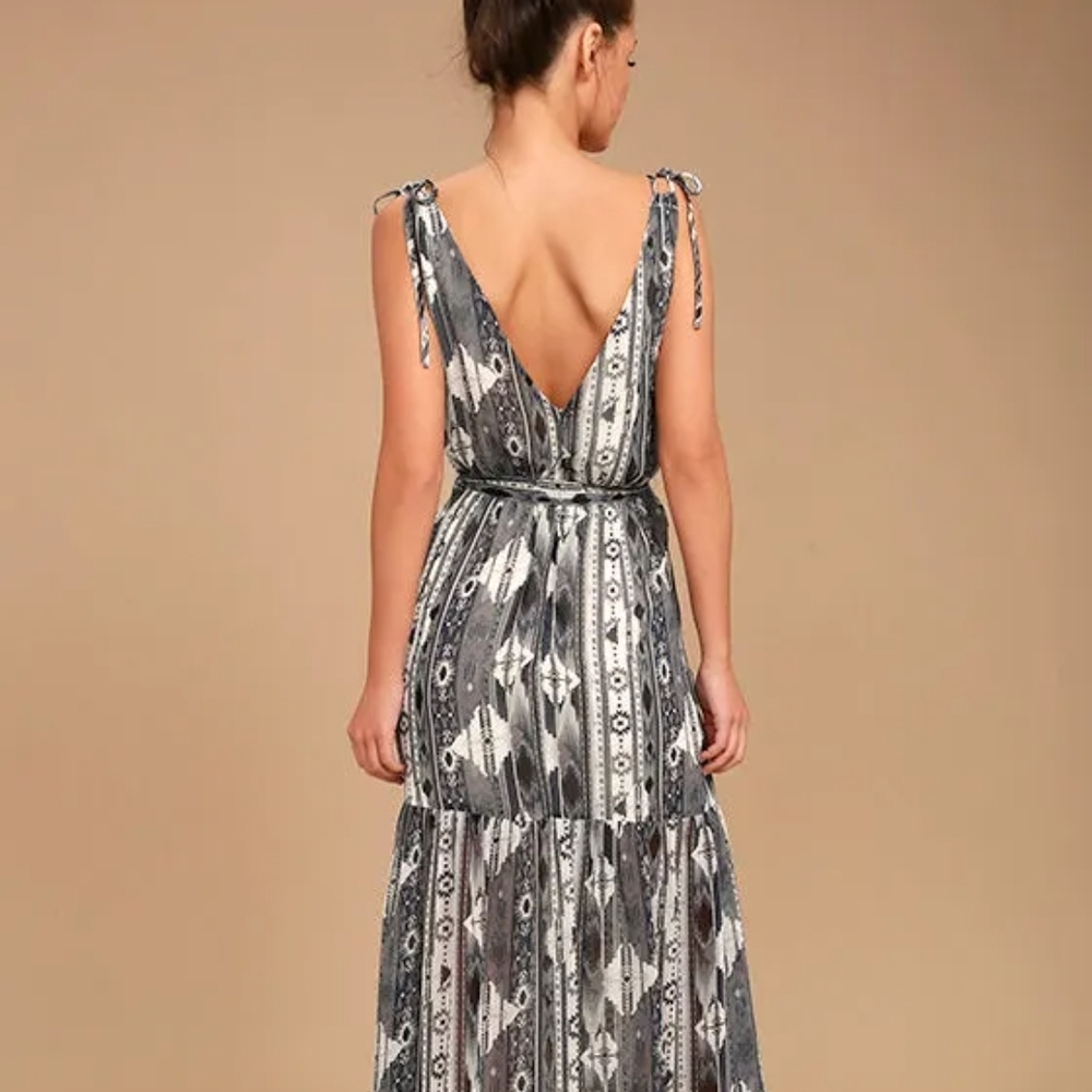 Lulus Silver and Black High Low Sundress with Pleated Slit Size S - Picture 5 of 10